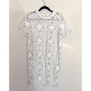 H&F Fashion White Crochet Dress Long Tunic